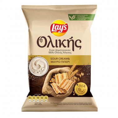 Lays πατατάκια ολικής σνακ δημητριακών ολικής άλεσης sour cream και μαύρο πιπέρι