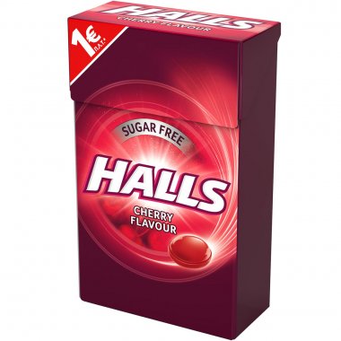 Halls καραμέλες κουτάκι Cherry κεράσι χωρίς ζάχαρη 28gr
