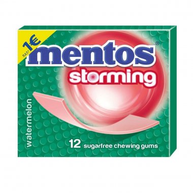 Mentos μαστίχες Storming Watermelon με γεύση καρπούζι χωρίς ζάχαρη 33gr