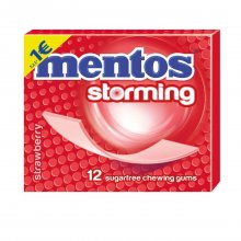 Mentos μαστίχες Storming Strawberry με γεύση φράουλα χωρίς ζάχαρη 33gr