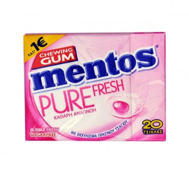 Mentos Pure Fresh τσίχλες Bubble fresh με γεύση φρούτων χωρίς ζάχαρη 30gr
