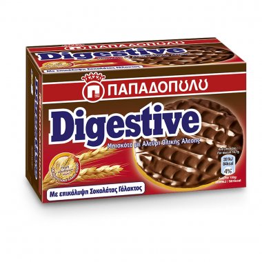 Παπαδοπούλου μπισκότα Digestive με επικάλυψη σοκολάτας γάλακτος 200gr