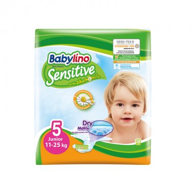 Babylino Sensitive Junior Νο5 (11-25kg) πάνες μωρού 18 τεμάχια