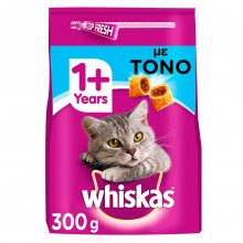Whiskas 1+ πλήρης ξηρή τροφή για γάτα με τόνο 300gr