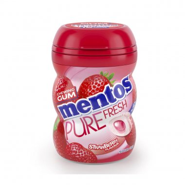 Mentos Pure Fresh τσίχλες Strawberry με γεύση φράουλα χωρίς ζάχαρη mini Bottle 18gr