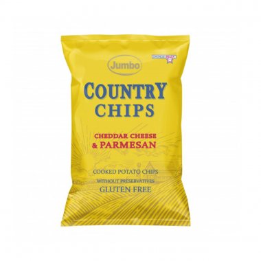 Jumbo Country chips πατατάκια με τυρί Cheddar και Παρμεζάνα χωρίς γλουτένη 