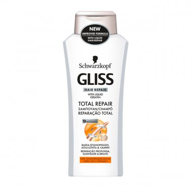 Σαμπουάν Schwarzkopf Gliss Total Repair για βαθιά επανόρθωση, απαλότητα και λάμψη 400ml