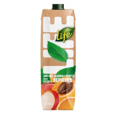 Life χυμός Βερίκοκο Μήλο Πορτοκάλι Μ.Δ. χωρίς γλουτένη 1lt
