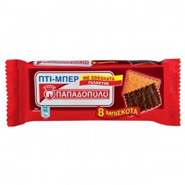 Παπαδοπούλου μπισκότα πτιμπερ με σοκολάτα γάλακτος 89gr