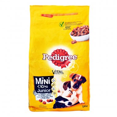 Pedigree Junior mini ξηρή τροφή για μικρόσωμα κουτάβια πλούσια σε κοτόπουλο και ρύζι 1,4kg