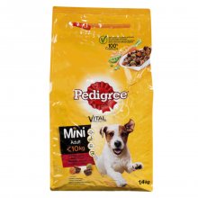 Pedigree Adult mini ξηρή τροφή για μικρόσωμους σκύλους με μοσχάρι και λαχανικά 1,4kg