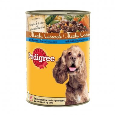 Pedigree πλήρης υγρή τροφή σε κονσέρβα για σκύλους με αρνάκι, λαχανικά και ζυμαρικά 400gr