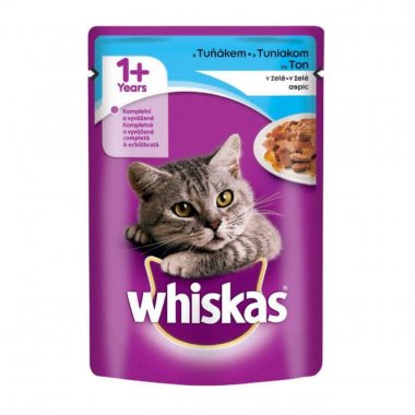 Whiskas πλήρης τροφή για 1+ ενήλικες γάτες σε ζελέ με τόνο 100gr
