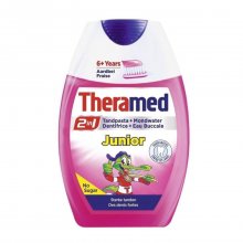 Οδοντόκρεμα και στοματικό διάλυμα Theramed Junior με γεύση φράουλας 2 in 1 75ml