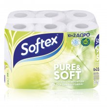 Softex Pure &amp; Soft ρολά υγείας 10+2 δώρο