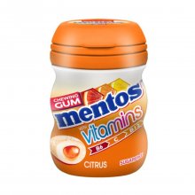 Mentos τσίχλες Citrus Vitamins με γεύση εσπεριδοειδή και βιταμίνες χωρίς ζάχαρη mini Bottle 18gr