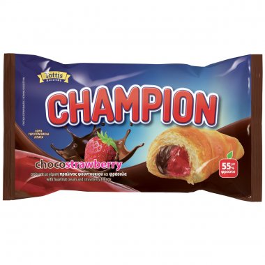 Champion κρουασάν με γέμιση ChocoStrawberry πραλίνας φουντουκιού και φράουλας 70gr