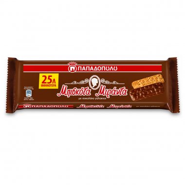 Παπαδοπούλου μπισκότα Μιράντα με επικάλυψη σοκολάτα γάλακτος 140gr
