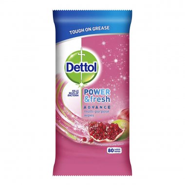 Dettol απολυμαντικά μαντηλάκια καθαρισμού power & fresh Ρόδι & lime