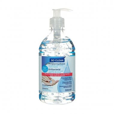 So Clean αντισηπτικό αντιβακτηριδιακό gel χεριών ταχείας δράσης με αντλία 500ml