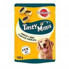 Pedigree Tasty Minis cheese &amp; beef bites λιχουδιά σκύλου σε μπουκίτσες με τυρί &amp; μοσχάρι 140gr