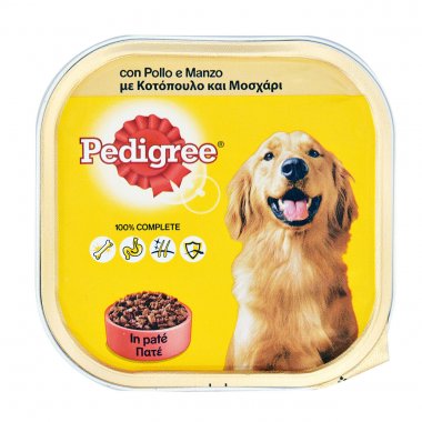 Pedigree πατέ για σκύλο με κοτόπουλο και μοσχάρι σε δισκάκι 300gr