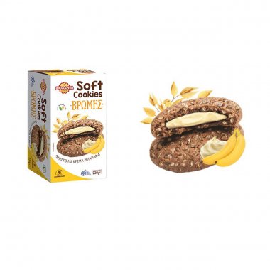 Βιολάντα Μπισκότα βρώμης Soft Cookies γεμιστά με κρέμα μπανάνα 220gr