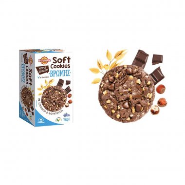 Βιολάντα Μπισκότα βρώμης Soft Cookies με σοκολάτα & φουντούκια χωρίς ζάχαρη 220gr