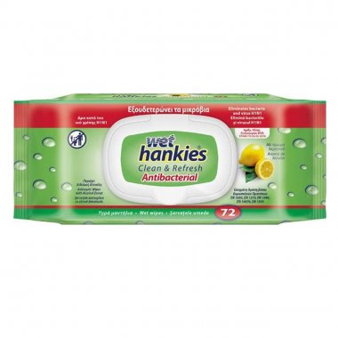 Υγρά μαντηλάκια ΜΕΓΑ Wet Hankies antibacterial lemon 72τεμ