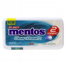 Mentos Clean Breath καραμέλες Wintergreen με μανόλια και zinc χωρίς ζάχαρη 21gr
