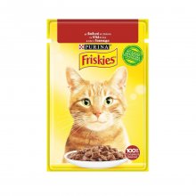 Friskies φακελάκι γατοτροφή με βοδινό και σάλτσα 85gr