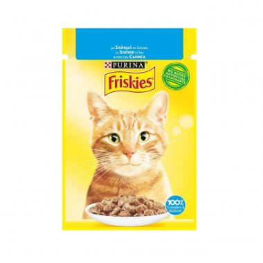 Friskies φακελάκι γατοτροφή με σολομό και σάλτσα 85gr