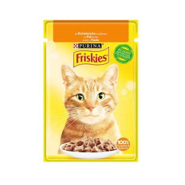 Friskies φακελάκι γατοτροφή με κοτόπουλο και σάλτσα 85gr