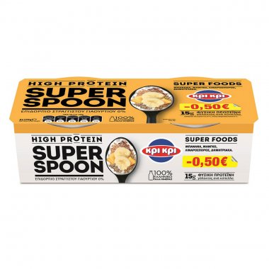 Κρι κρι Super spoon Mango - Banana & δημητριακά επιδόρπιο στραγγιστού γιαουρτιού High Protein (2x170gr)