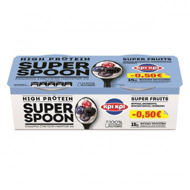 Κρι κρι Super spoon Μύρτιλο, Βατόμουρο, Φραγκοστάφυλο & Κράνμπερι επιδόρπιο στραγγιστού γιαουρτιού High Protein (2x170gr)