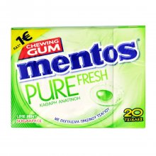 Mentos Pure Fresh τσίχλες Lime Mint με γεύση Lime και μέντας χωρίς ζάχαρη 30gr