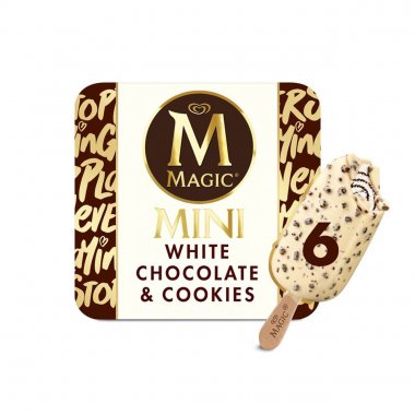 Algida παγωτό Magic Mini White Chocolate & Cookies με γεύση Βανίλια και κομμάτια Μπισκότου