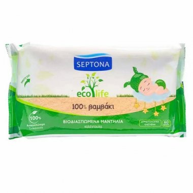 Septona Eco Life βιοδιασπώμενα μωρομάντηλα 60 τεμαχίων