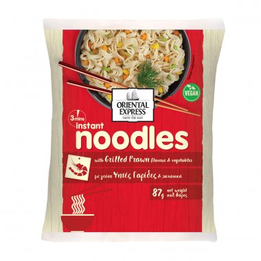 Oriental Express Noodles με γεύση Ψητές Γαρίδες & Λαχανικά Vegan και χωρίς λακτόζη