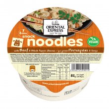 Oriental Express snack pot Noodles με γεύση μοσχαράκι &amp; πιπέρι 85gr