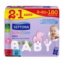 Septona Calm n Care Αλόη μωρομάντηλα 60 τεμαχίων 2+1 δώρο