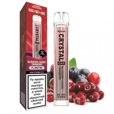 SKE Crystal Bar Ηλεκτρονικό Τσιγάρο μιας Χρήσης 600 Εισπνοών Blueberry Cherry Cranberry 2ml 20mg