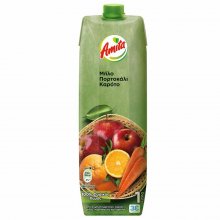 Amita φυσικός χυμός 100% μήλο, πορτοκάλι και καρότο 1lt