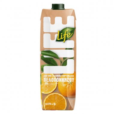 Life χυμός Πορτοκάλι Μ.Δ. χωρίς γλουτένη 1lt